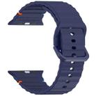 For Apple Watch SE 2023 44mm Wavy Grain Stitched Silicone Watch Band(Navy Blue) - 3