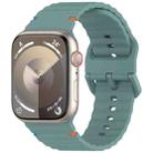 For Apple Watch SE 2023 44mm Wavy Grain Stitched Silicone Watch Band(Pine Green) - 1