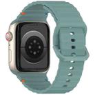 For Apple Watch SE 2023 44mm Wavy Grain Stitched Silicone Watch Band(Pine Green) - 2