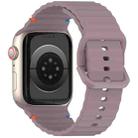 For Apple Watch SE 2023 44mm Wavy Grain Stitched Silicone Watch Band(Smoke Purple) - 2