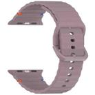 For Apple Watch SE 2023 44mm Wavy Grain Stitched Silicone Watch Band(Smoke Purple) - 3