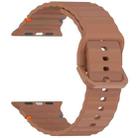 For Apple Watch SE 2023 44mm Wavy Grain Stitched Silicone Watch Band(Brown) - 3