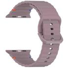 For Apple Watch SE 2023 40mm Wavy Grain Stitched Silicone Watch Band(Smoke Purple) - 3