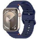 For Apple Watch Ultra 2 49mm Wavy Grain Stitched Silicone Watch Band(Navy Blue) - 1