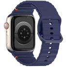 For Apple Watch Ultra 2 49mm Wavy Grain Stitched Silicone Watch Band(Navy Blue) - 2