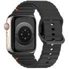 For Apple Watch Ultra 2 49mm Wavy Grain Stitched Silicone Watch Band(Black) - 2