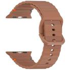 For Apple Watch Ultra 2 49mm Wavy Grain Stitched Silicone Watch Band(Brown) - 3