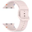 For Apple Watch Series 9 45mm Wavy Grain Stitched Silicone Watch Band(Sandy Pink) - 3