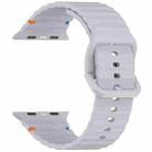 For Apple Watch Series 9 45mm Wavy Grain Stitched Silicone Watch Band(Gray) - 3