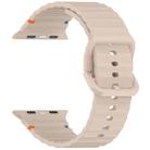 For Apple Watch Series 9 45mm Wavy Grain Stitched Silicone Watch Band(Milk Tea Color) - 3