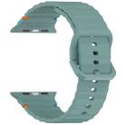 For Apple Watch Series 9 45mm Wavy Grain Stitched Silicone Watch Band(Pine Green) - 3