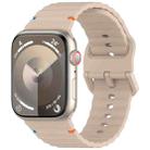 For Apple Watch Ultra 49mm Wavy Grain Stitched Silicone Watch Band(Milk Tea Color) - 1