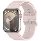 For Apple Watch Series 8 45mm Wavy Grain Stitched Silicone Watch Band(Sandy Pink) - 1