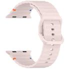 For Apple Watch Series 8 45mm Wavy Grain Stitched Silicone Watch Band(Sandy Pink) - 3