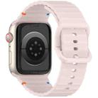 For Apple Watch SE 2022 40mm Wavy Grain Stitched Silicone Watch Band(Sandy Pink) - 2