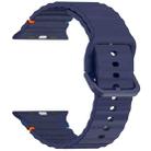 For Apple Watch SE 2022 40mm Wavy Grain Stitched Silicone Watch Band(Navy Blue) - 3