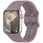 For Apple Watch SE 2022 40mm Wavy Grain Stitched Silicone Watch Band(Smoke Purple) - 1