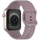 For Apple Watch SE 2022 40mm Wavy Grain Stitched Silicone Watch Band(Smoke Purple) - 2