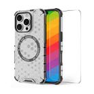 For iPhone 16 Pro Max ENKAY Hat-Prince Honeycomb MagSafe Shockproof Phone Case with Large Arc Edge Film(White) - 1