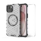 For iPhone 15 Plus ENKAY Hat-Prince Honeycomb MagSafe Shockproof Phone Case with Large Arc Edge Film(White) - 1