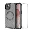 For iPhone 15 Plus ENKAY Hat-Prince Honeycomb MagSafe Shockproof Phone Case with Large Arc Edge Film(Grey) - 1