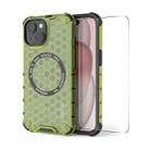 For iPhone 15 Plus ENKAY Hat-Prince Honeycomb MagSafe Shockproof Phone Case with Large Arc Edge Film(Green) - 1