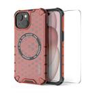 For iPhone 15 ENKAY Hat-Prince Honeycomb MagSafe Shockproof Phone Case with Large Arc Edge Film(Red) - 1