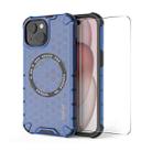 For iPhone 15 ENKAY Hat-Prince Honeycomb MagSafe Shockproof Phone Case with Large Arc Edge Film(Blue) - 1