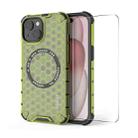 For iPhone 15 ENKAY Hat-Prince Honeycomb MagSafe Shockproof Phone Case with Large Arc Edge Film(Green) - 1