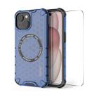 For iPhone 14 Plus ENKAY Hat-Prince Honeycomb MagSafe Shockproof Phone Case with Large Arc Edge Film(Blue) - 1