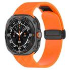 For Samsung Galaxy Watch Ultra 47mm Carbon Fiber Magnetic Folding Buckle Silicone Watch Band(Orange) - 1