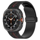 For Samsung Galaxy Watch Ultra 47mm Carbon Fiber Magnetic Folding Buckle Silicone Watch Band(Black Red) - 1