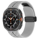 For Samsung Galaxy Watch Ultra 47mm Carbon Fiber Magnetic Folding Buckle Silicone Watch Band(Gray Black) - 1