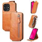 For Oukitel C51 Zipper Wallet Vertical Flip Leather Phone Case(Brown) - 1