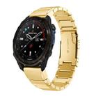 For Garmin Descent Mk3i  51mm Tortoise Shell 26mm Stainless Steel Watch Band(Gold) - 1