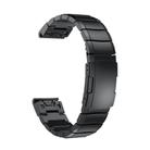 For Garmin Fenix 7X Pro 51mm Tortoise Shell 26mm Stainless Steel Watch Band(Black) - 2