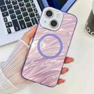 For iPhone 13 Plating Texture MagSafe TPU Phone Case with Glitter Lens Film(Purple Water Ripples) - 1