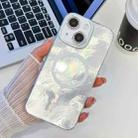 For iPhone 13 Plating Texture MagSafe TPU Phone Case with Glitter Lens Film(White Tinfoil Texture) - 1