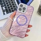 For iPhone 13 Pro Plating Texture MagSafe TPU Phone Case with Glitter Lens Film(Purple Water Ripples) - 1