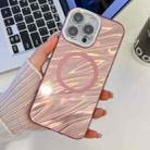 For iPhone 13 Pro Plating Texture MagSafe TPU Phone Case with Glitter Lens Film(Pink Water Ripples) - 1