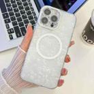 For iPhone 13 Pro Plating Texture MagSafe TPU Phone Case with Glitter Lens Film(White Shell Pattern) - 1