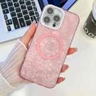 For iPhone 13 Pro Plating Texture MagSafe TPU Phone Case with Glitter Lens Film(Pink Shell Pattern) - 1