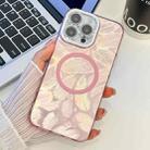 For iPhone 13 Pro Plating Texture MagSafe TPU Phone Case with Glitter Lens Film(Pink Feathers) - 1