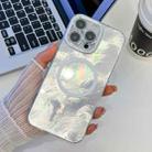 For iPhone 13 Pro Plating Texture MagSafe TPU Phone Case with Glitter Lens Film(White Tinfoil Texture) - 1