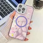 For iPhone 13 Pro Max Plating Texture MagSafe TPU Phone Case with Glitter Lens Film(Purple Feathers) - 1