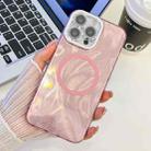 For iPhone 13 Pro Max Plating Texture MagSafe TPU Phone Case with Glitter Lens Film(Pink Feather Yarn) - 1