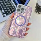 For iPhone 13 Pro Max Plating Texture MagSafe TPU Phone Case with Glitter Lens Film(Purple Wrinkles) - 1