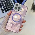 For iPhone 13 Pro Max Plating Texture MagSafe TPU Phone Case with Glitter Lens Film(Purple Tinfoil Texture) - 1