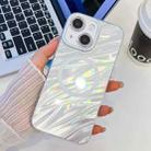 For iPhone 14 Plating Texture MagSafe TPU Phone Case with Glitter Lens Film(White Water Ripples) - 1