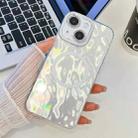 For iPhone 14 Plating Texture MagSafe TPU Phone Case with Glitter Lens Film(White Wrinkles) - 1